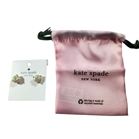 Kate Spade New York Opal Glitter Stud Earrings With Pink Pouch nwt minimalist - Picture 1 of 5